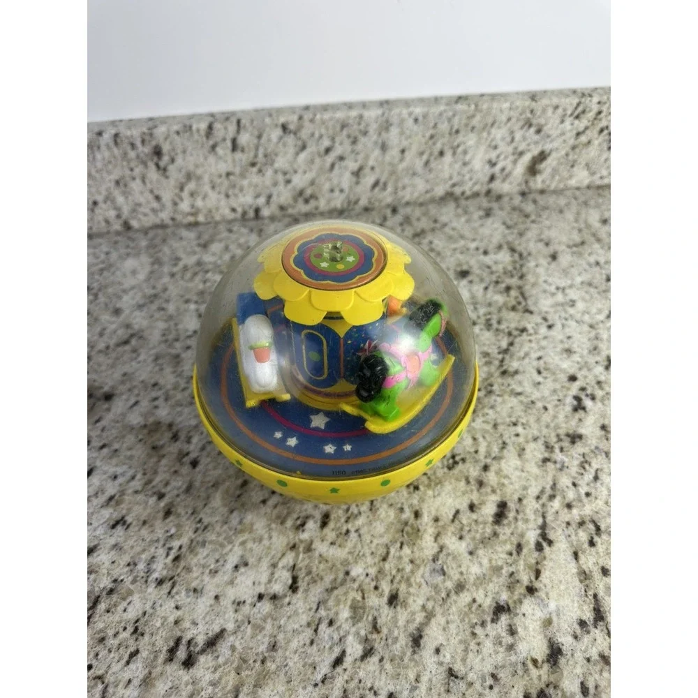 Vintage 1985 Fisher Price Roly Poly Chime Ball Carousel Yellow 1150 nostalgia